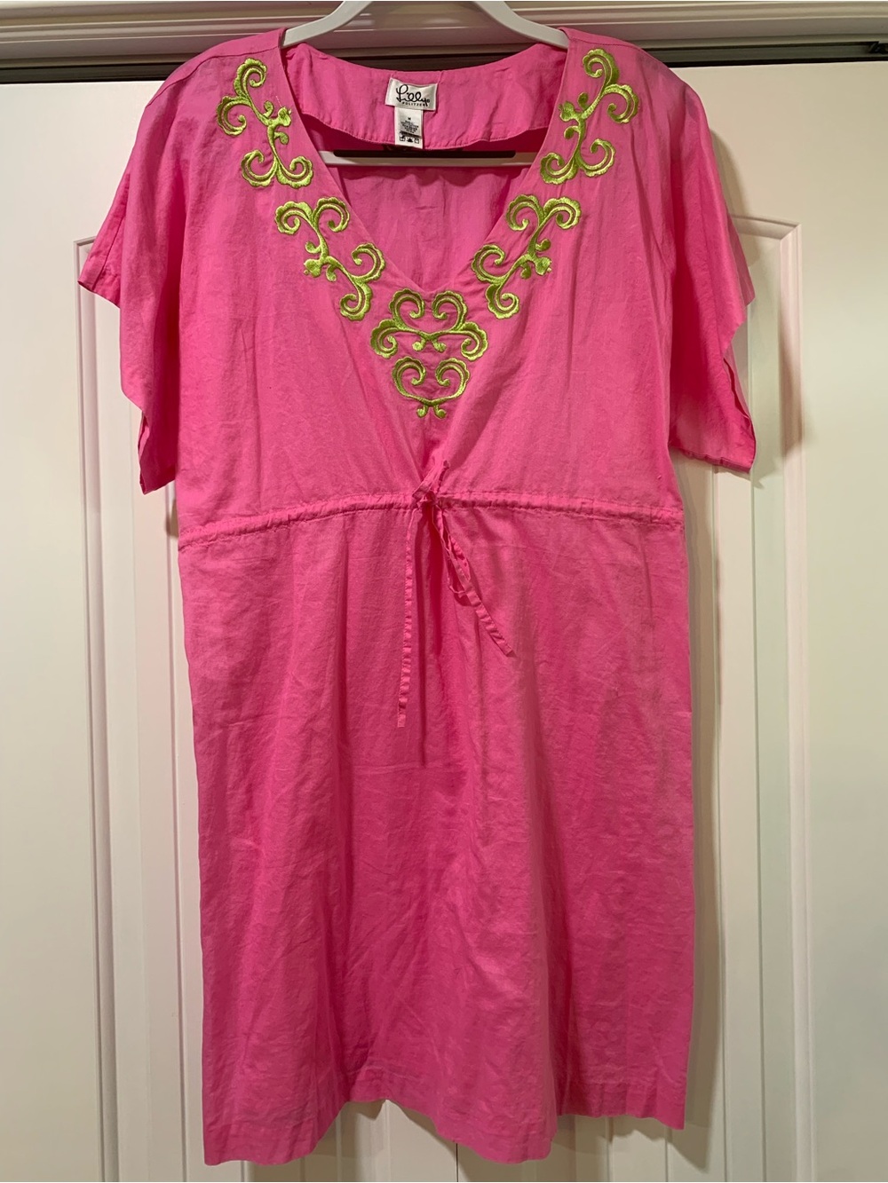 Lilly Pulitzer Pink Tunic with Lime Embroidered Detail